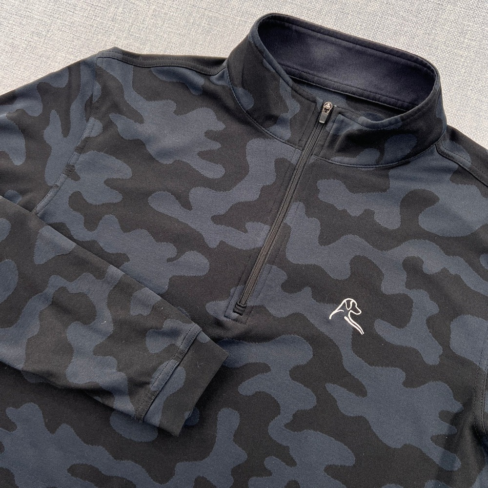 Rhoback Camo‎ 1/4 Zip Pullover Men Small Black Stretch Golf Athleisure Q-Zip